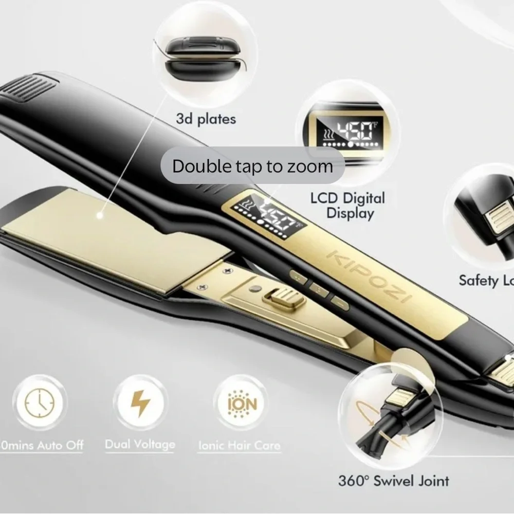 KIPOZI Hair Straightener Flat Iron Ionic Technology 1.75Floating Titanium Plates - Picture 1 of 2
